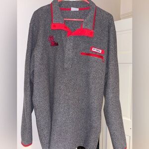 Columbia Heather Gray Pullover with Red Accents